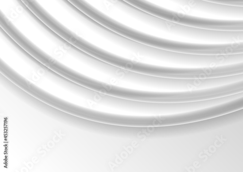 Grey and white glossy smooth waves abstract blurred background. Vector illustration