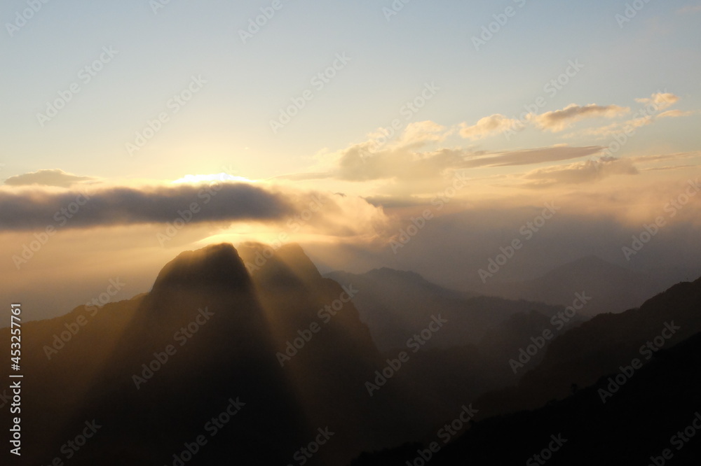 sunset in the mountains, Doi Chiang Dao,Chiang mai, thailand