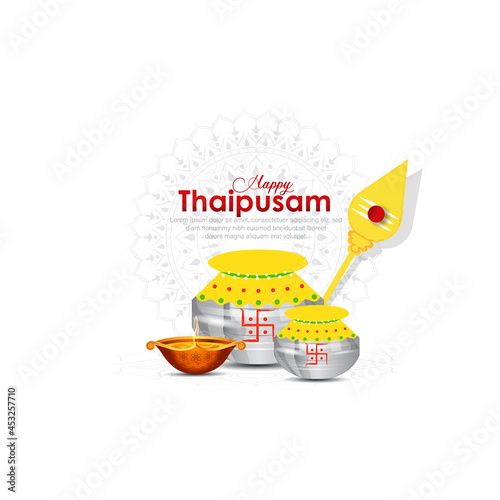 Vector illustration concept of Happy Thaipusam or Thaipoosam greeting with celebrating photo