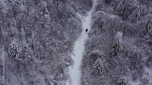 The car on a frozen road