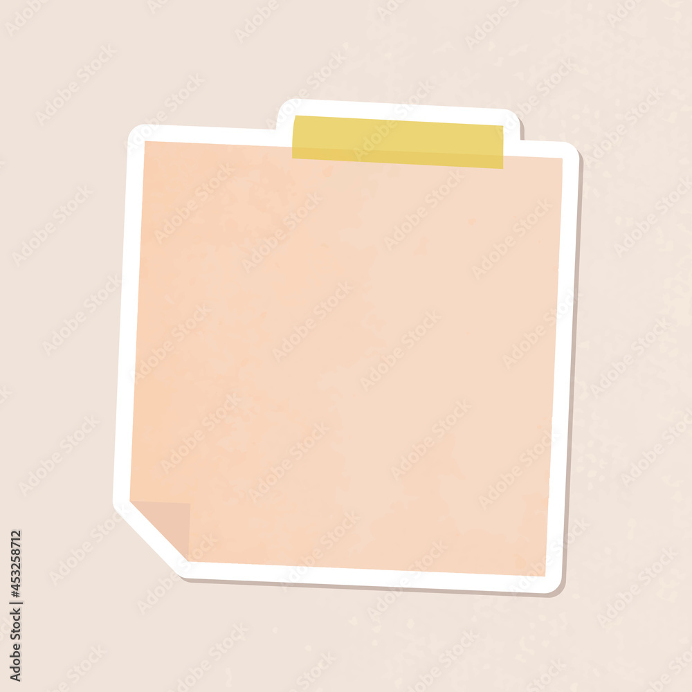 Orange notepaper journal sticker vector Orange notepaper journal sticker vector