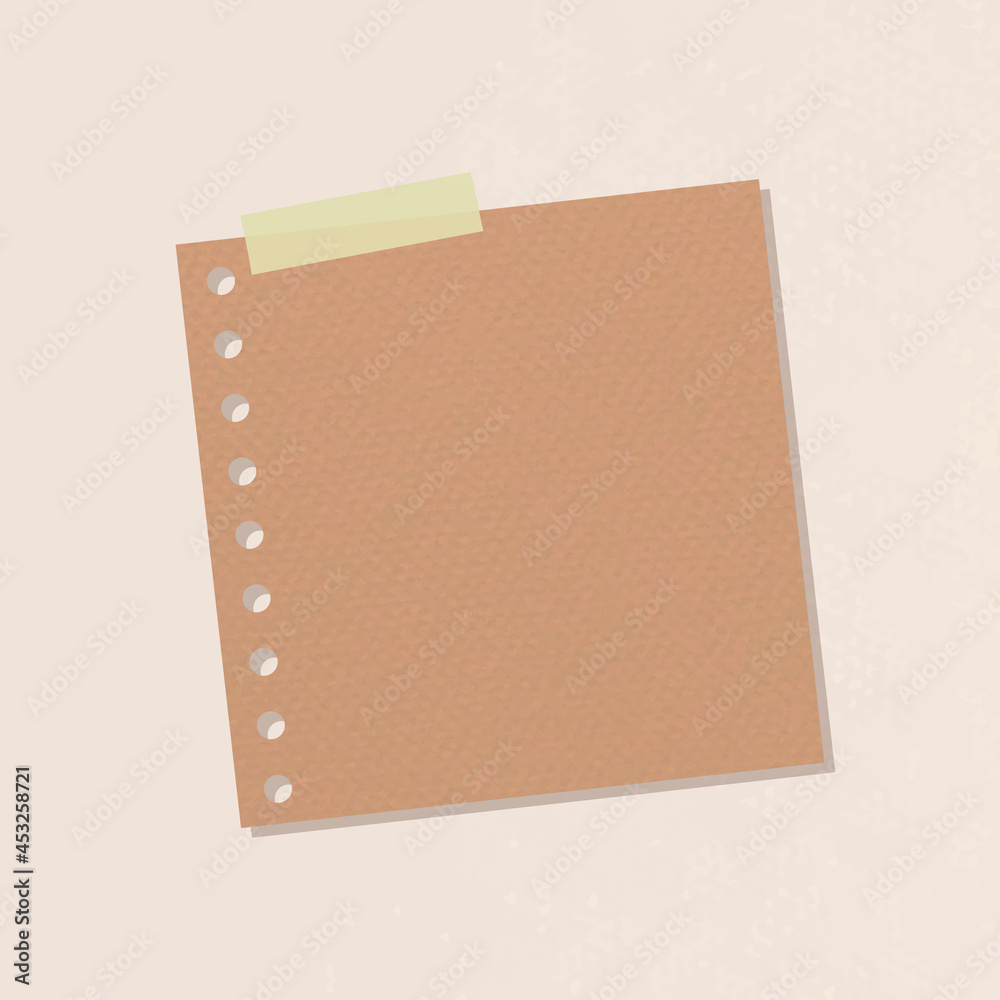 Brown hole punched notepaper journal sticker vector Brown hole punched notepaper journal sticker vector