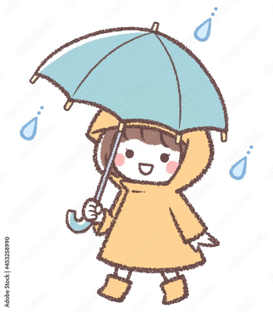 雨とカサと女の子