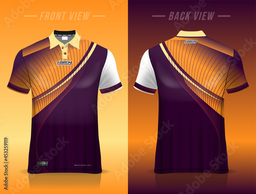 polo shirt uniform design, can be used for badminton, golf in front view, back view. jersey mockup Vector, design premium very simple and easy to customize.