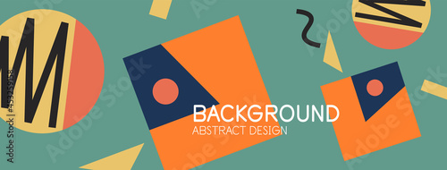 Abstract background. Blocks, lines, triangles, circles composition. Techno or business concept for wallpaper, banner, background, landing page
