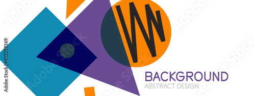 Abstract background. Blocks, lines, triangles, circles composition. Techno or business concept for wallpaper, banner, background, landing page