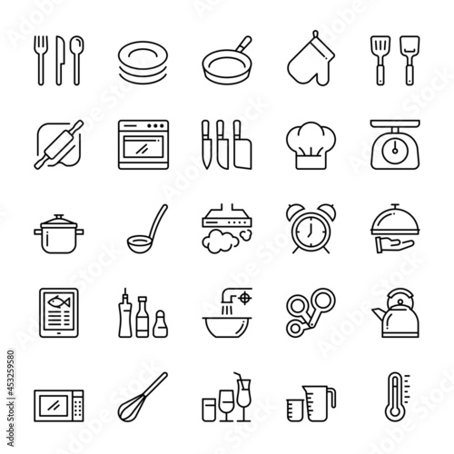Cooking, kitchen, restaurant, icon set, vector illustration.
