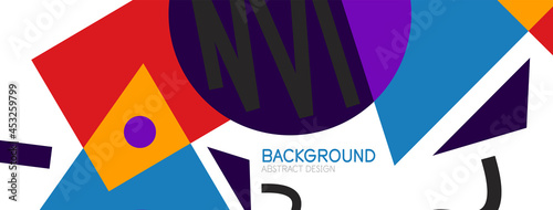 Abstract background. Blocks, lines, triangles, circles composition. Techno or business concept for wallpaper, banner, background, landing page