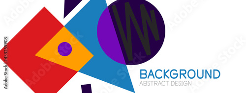 Abstract background. Blocks, lines, triangles, circles composition. Techno or business concept for wallpaper, banner, background, landing page