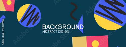 Abstract background. Blocks, lines, triangles, circles composition. Techno or business concept for wallpaper, banner, background, landing page