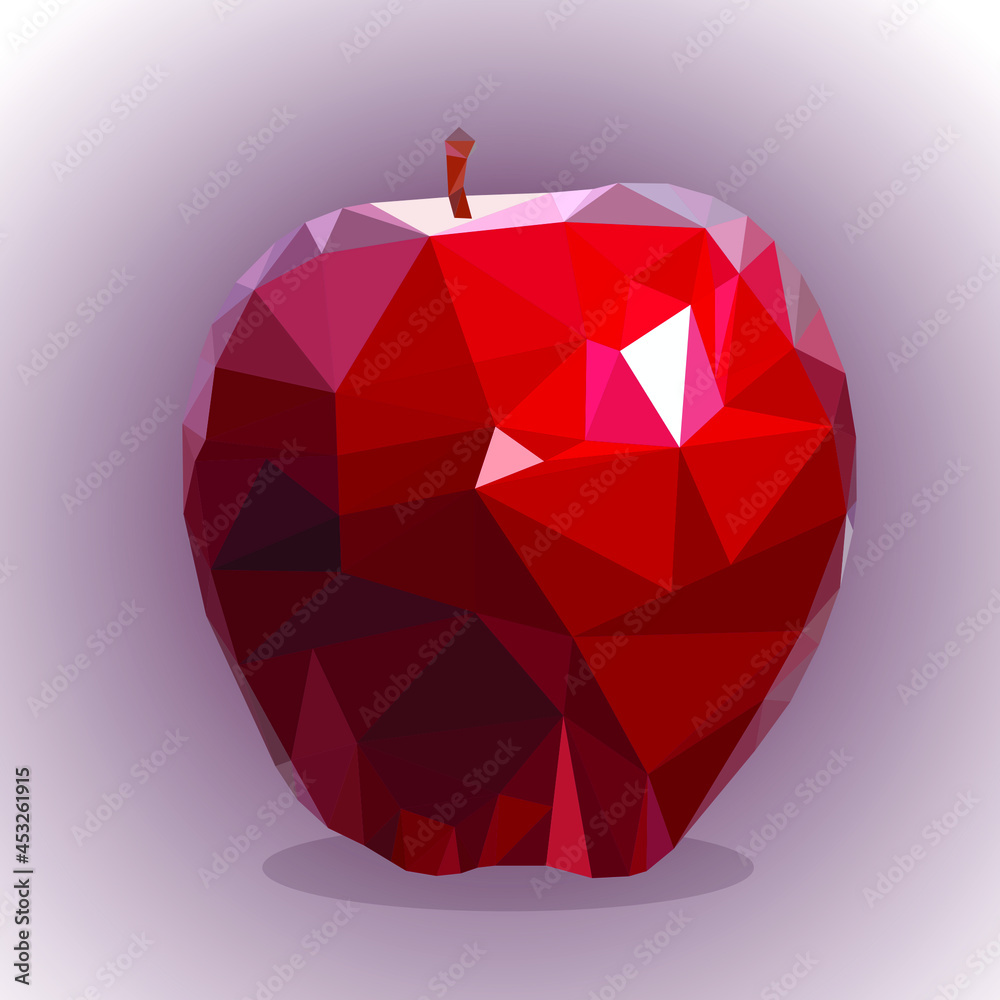 abstract red apple made of triangles. the apple is drawn in the style of triangulation abstract red apple made of triangles. the apple is drawn in the style of triangulation