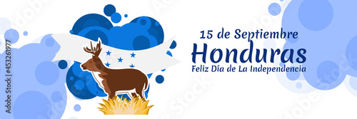 Translation: September 15, Honduras, Happy Independence day. Happy Independence Day of Honduras vector illustration. Suitable for greeting card, poster and banner.