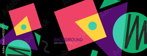 Abstract background. Blocks, lines, triangles, circles composition. Techno or business concept for wallpaper, banner, background, landing page