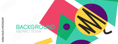 Abstract background. Blocks, lines, triangles, circles composition. Techno or business concept for wallpaper, banner, background, landing page