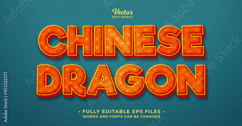 oriental dragon text effect editable eps cc