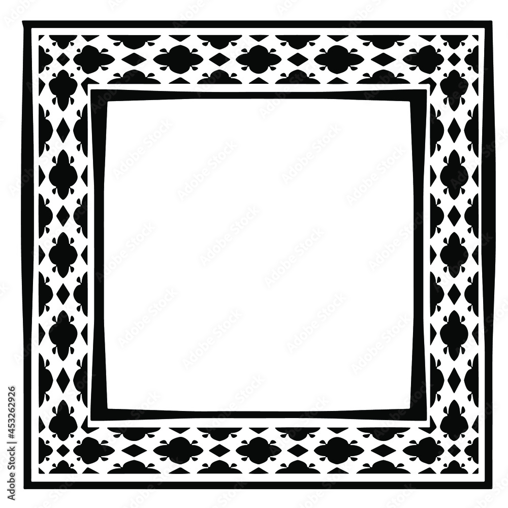 Decorative line art frames for design template. Elegant element for design in Eastern style, place for text. Black outline floral border. Lace vector illustration for invitations and greeting cards Decorative line art frames for design template. Elegant element for design in Eastern style, place for text. Black outline floral border. Lace vector illustration for invitations and greeting cards