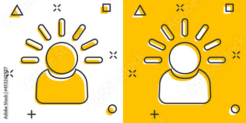 Mind people icon in comic style. Human frustration vector cartoon illustration pictogram. Mind thinking business concept splash effect.