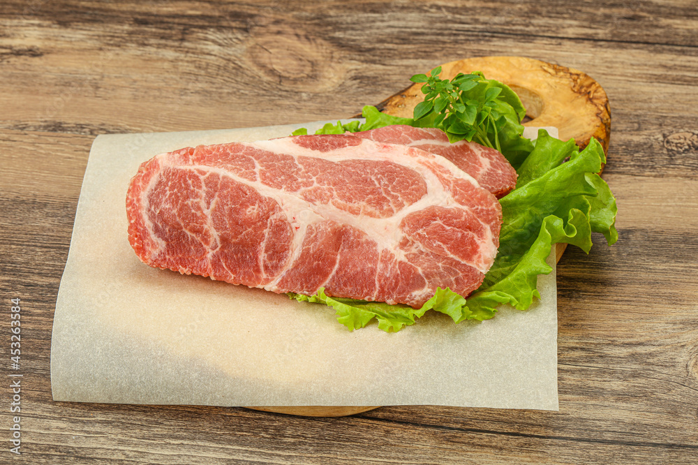 Raw pork meat neck steack