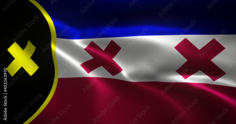 Lmanburg Flag, Dream SMP Flag with waving folds, L'manberg Flag  close up view, 3D rendering