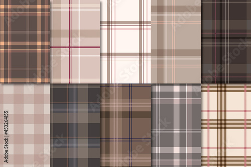 Brown plaid seamless patterned background set