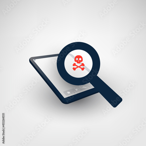 Security Audit, Virus Scanning, Cleaning, Eliminating Malware, Ransomware, Fraud, Spam, Phishing, Email Scam, Hacker Attack Effects and Damage - IT Security Concept Design, Vector illustration