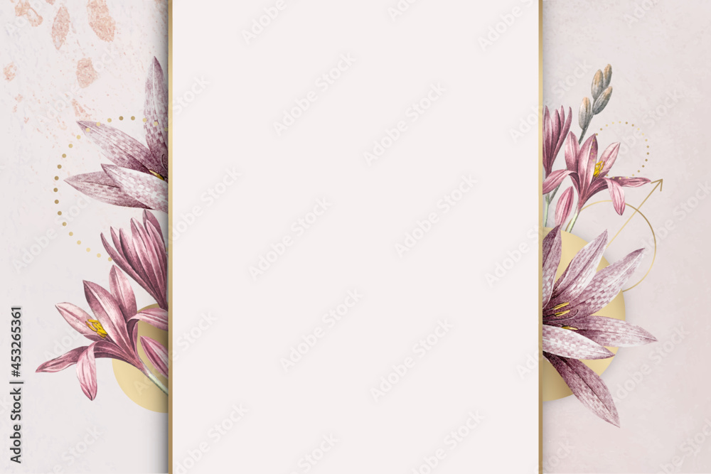 Obraz premium Pink amaryllis pattern with gold frame