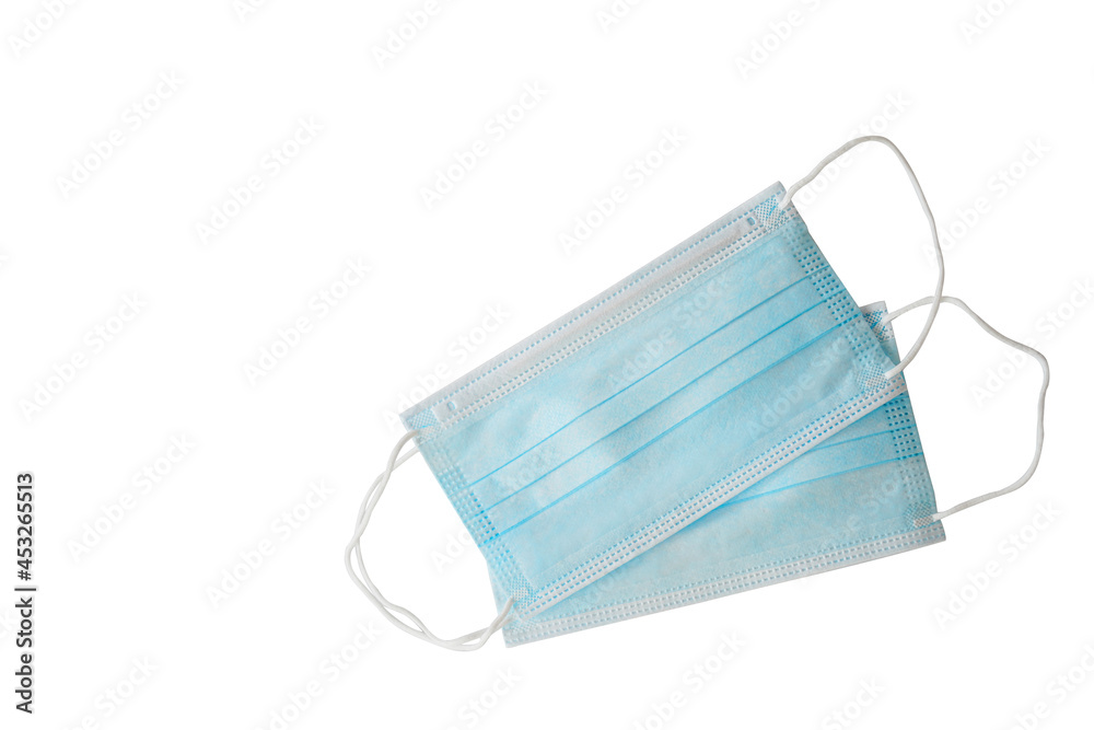 Blue medical mask isolated on white background. clipping path. Blue medical mask isolated on white background. clipping path.