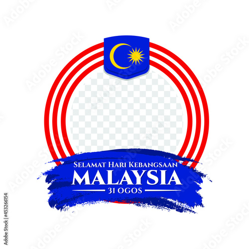 Selamat Hari Kebangsaan, 31 Ogos. (Translate: Happy National Day of Malaysia, 31 August). Vector Illustration and Logo.
