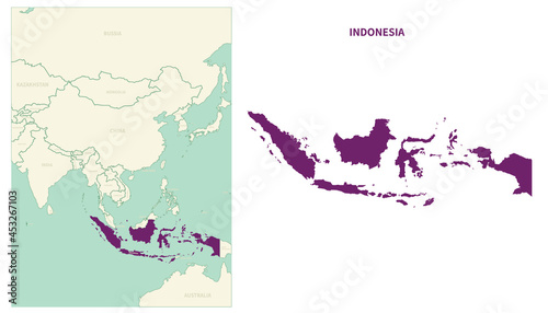 Indonesia map. map of Indonesia and neighboring countries.
