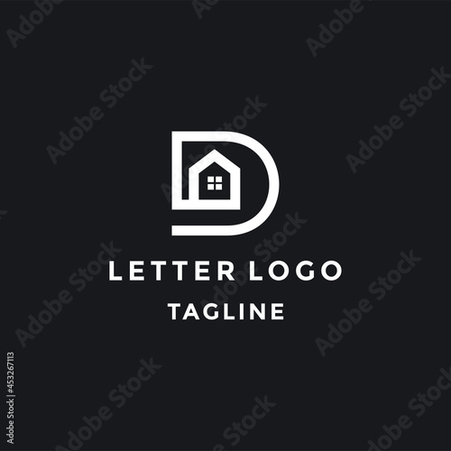 Logo design of D in vector for construction  home  real estate  building  property. Minimal awesome trendy professional letter icon.