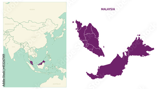 Malaysia map. map of Malaysia and neighboring countries.