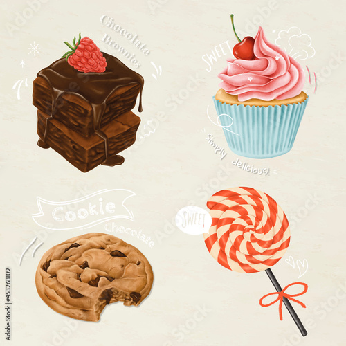 Hand drawn dessert collection