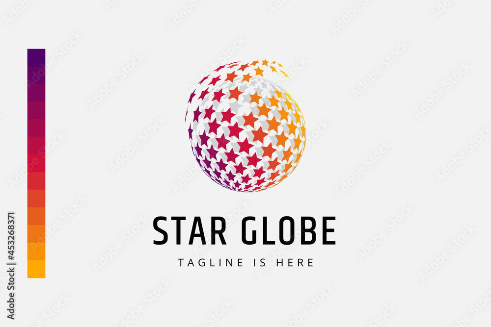 abstract logo design star globe, bonus pallete color in design.
