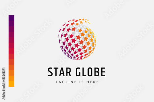abstract logo design star globe, bonus pallete color in design.