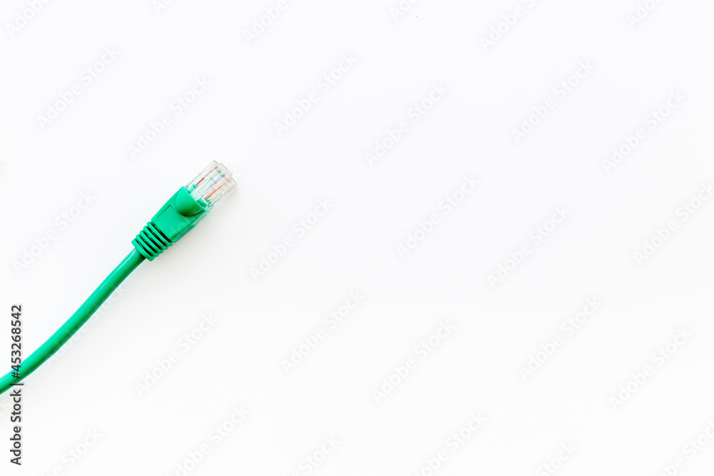 Network cables and electrical wires, top view Network cables and electrical wires, top view