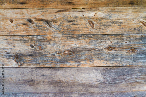 Wood texture, background. The surface of an old wooden slab house. Old slab texture. Abstract wood background, empty template Old Vintage Planked