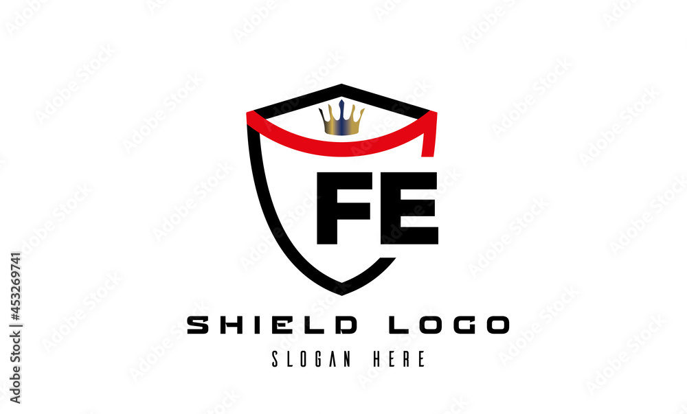 FE king shield latter logo vector
