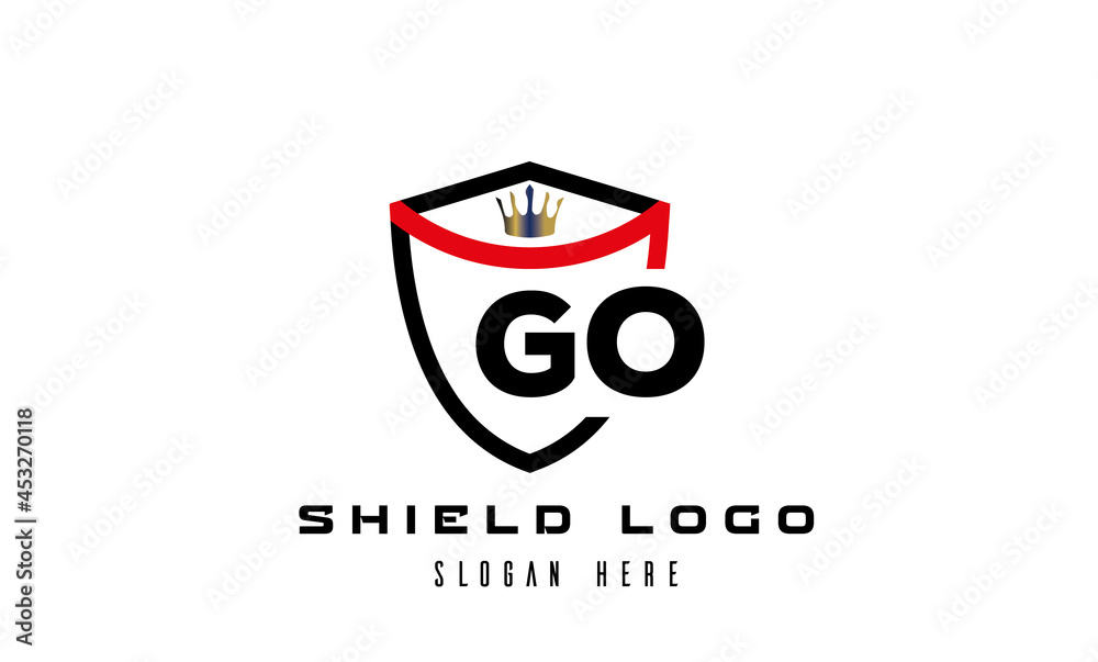 GO king shield latter logo vector