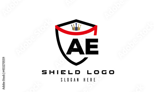 AE king shield latter logo vector