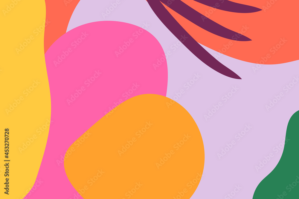 Modern memphis pattern background with pink leaf Modern memphis pattern background with pink leaf