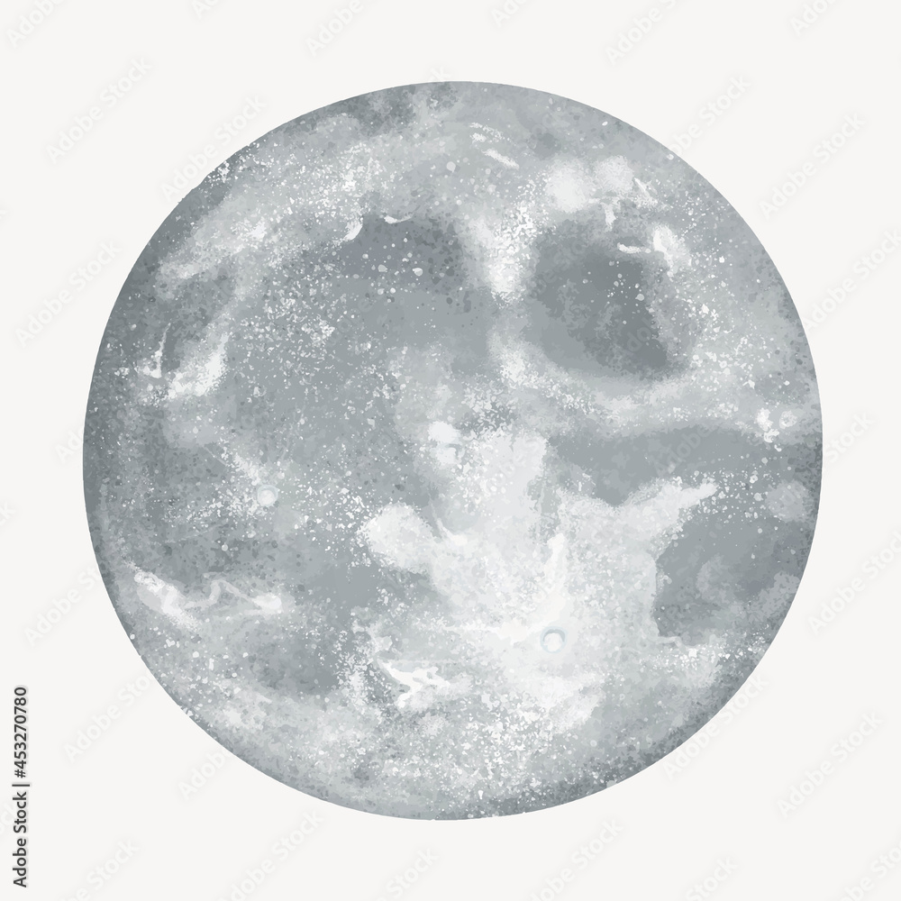 Obraz premium Grey full moon illustration on white background