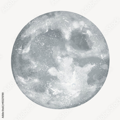 Grey full moon illustration on white background