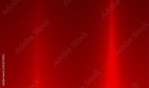 Red metal technology horizontal background with polished, brushed texture, chrome, silver, steel for design. Red metallic background. Shiny and metal steel gradient template. Vector EPS10.