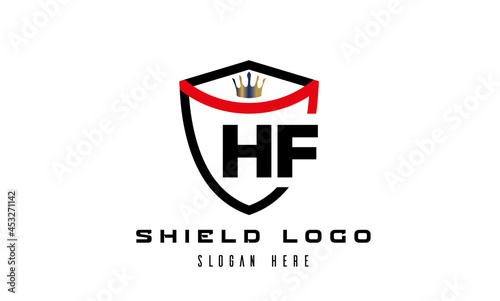 HF king shield latter logo vector
