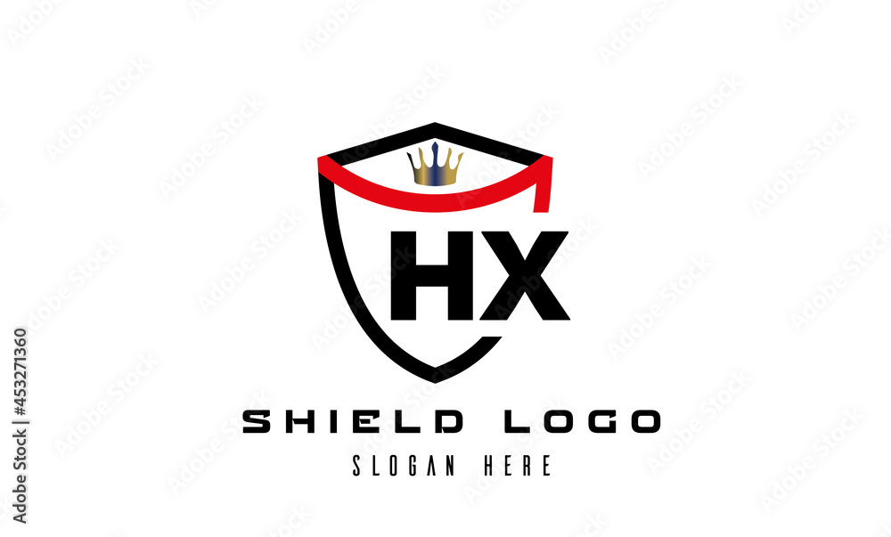 HX king shield latter logo vector