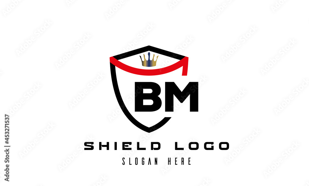 BM king shield latter logo vector