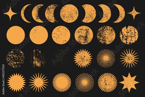 Moon phases Sun, planet, star Universe objects