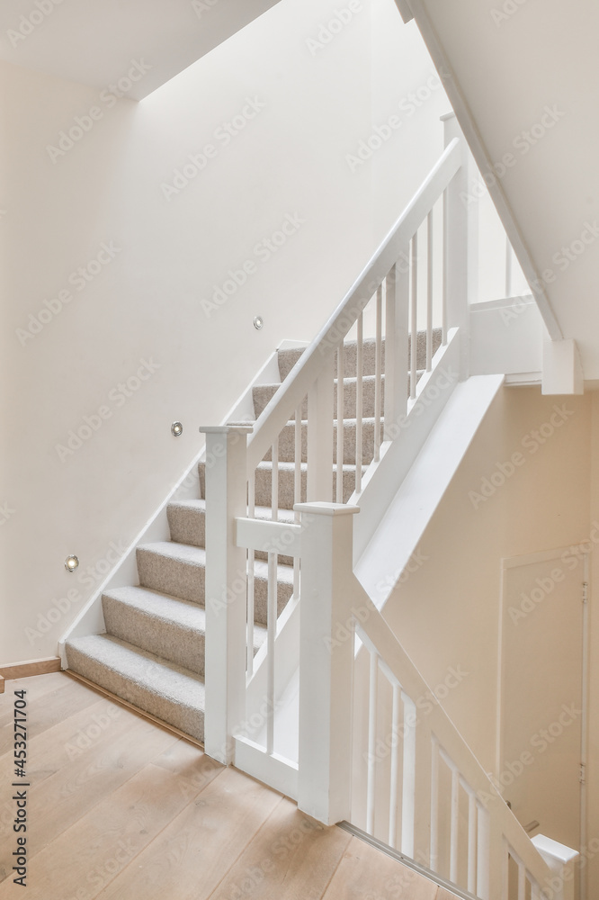 White stairway in modern house White stairway in modern house