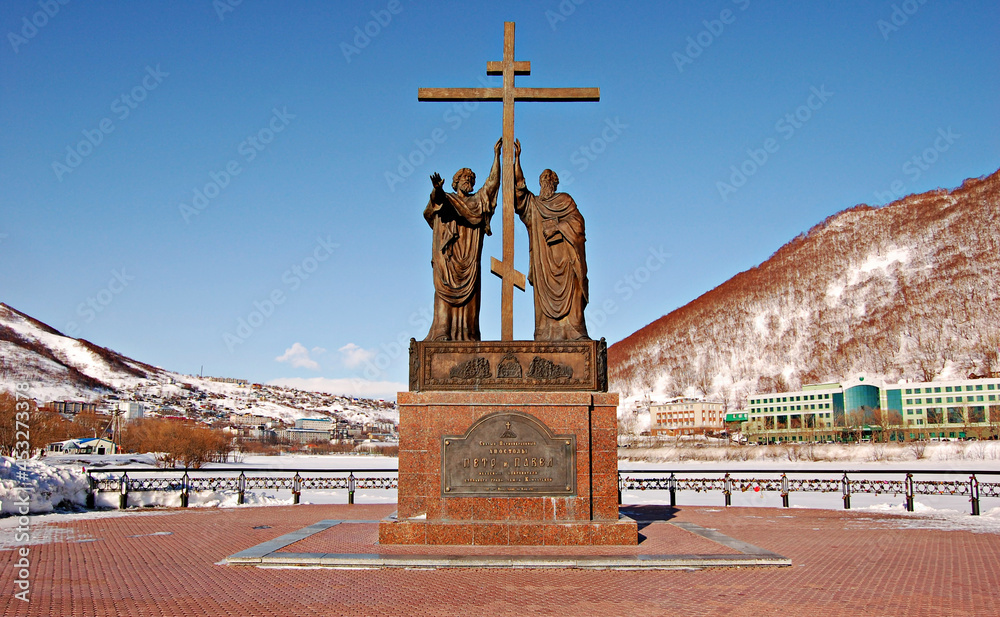 The Apostle Peter, the Apostle Paul, the monument where Peter and Paul landed, Petropavlovsk-Kamchatsky, Russia