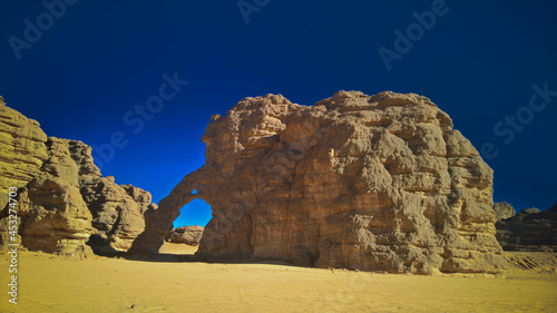 Abstract Rock formation at Tikoubaouine aka elephant in Tassili nAjjer national park, Algeria